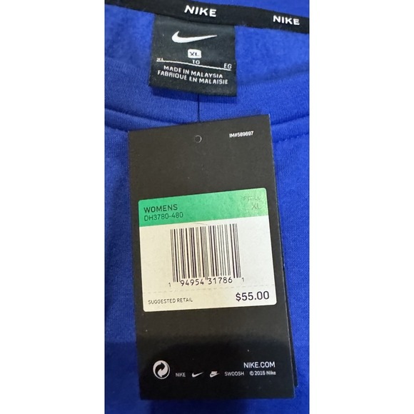 Nike Men's Sweatshirt Long Sleeve Pullover Colorblock Oversized Blue Gray XL NWT - Picture 4 of 10